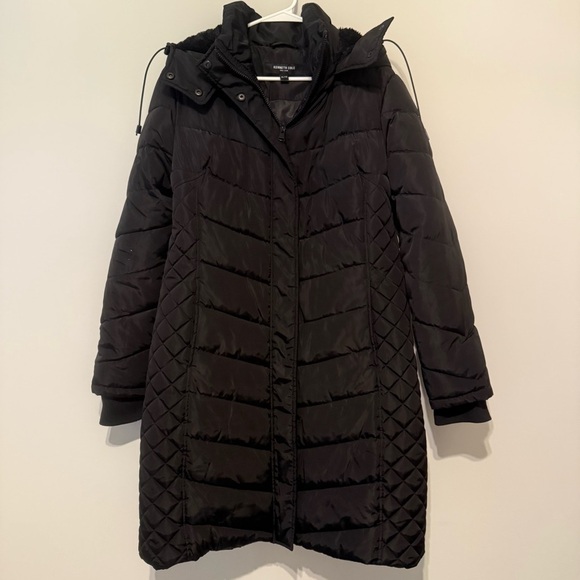 Kenneth Cole New York Jackets & Blazers - Kenneth Cole New York Black Puffer Women’s Warm Hooded Long Quilted XL Jacket